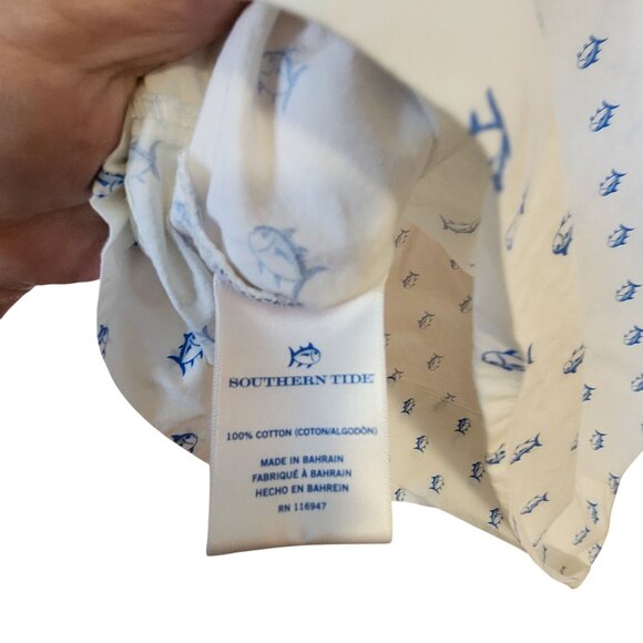 Southern Tide Twin Fitted Sheet / Pillow case White & Pink Fish Print - Picture 2 of 3